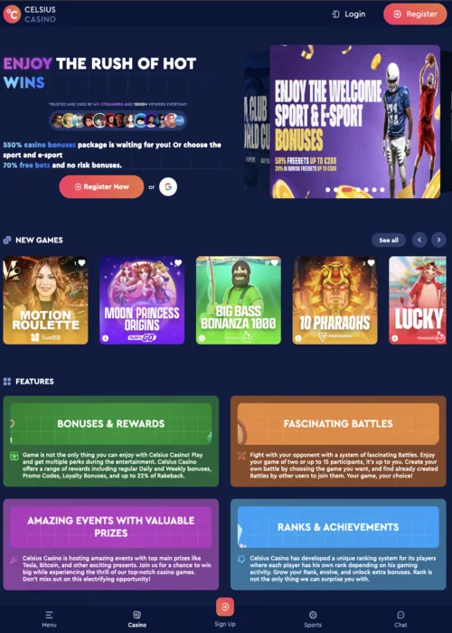 Catégories Celsius Casino<
